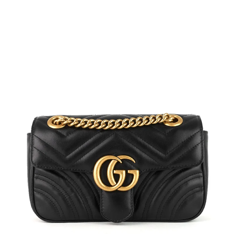 Gucci backpacks for women with a sleek silhouetteGG Marmont Mini Chevron Leather Bag