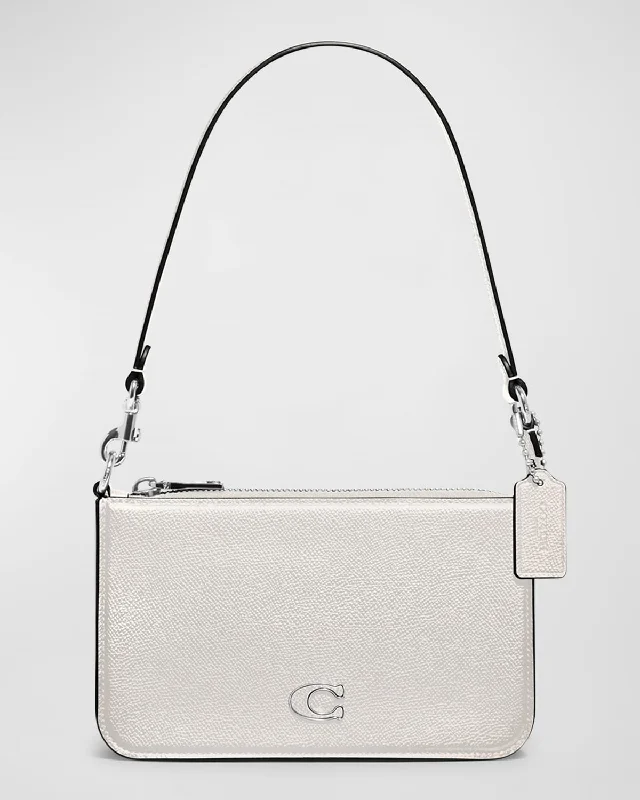 Coach handbags with a metal - framed clasp for durability and styleZip Leather Pouch Shoulder Bag