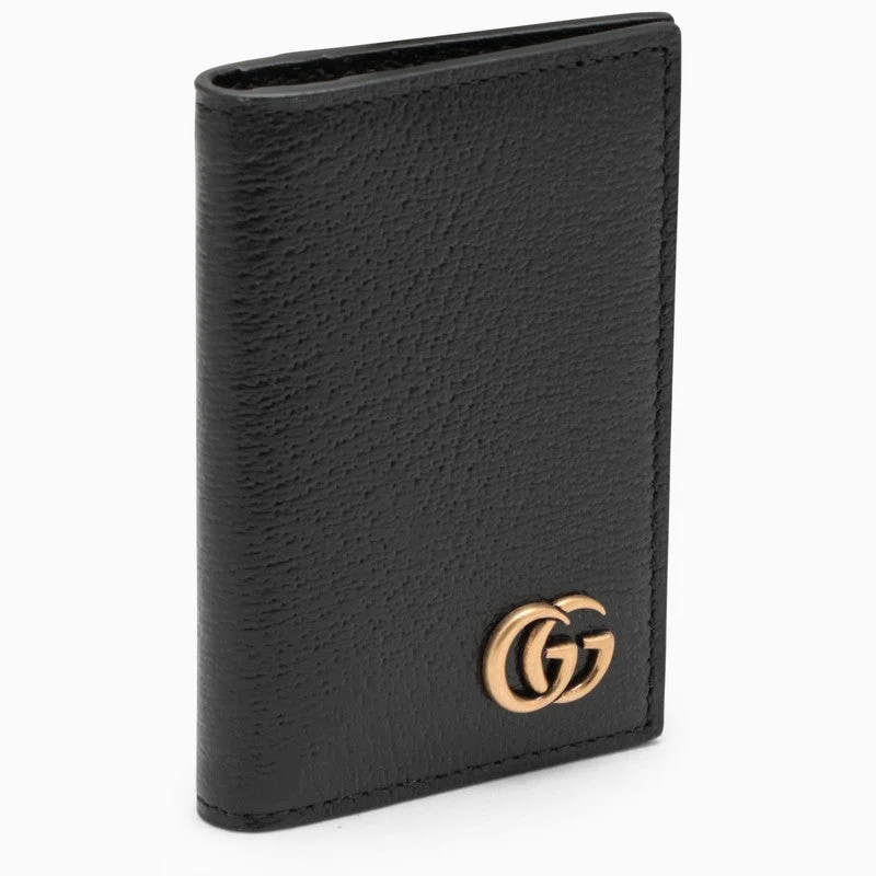 Women Gucci bags with a detachable mirror insideGucci Black Leather Card Holder Men