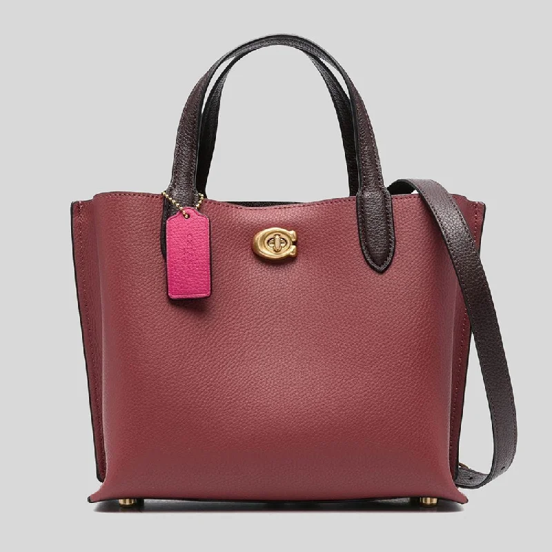 Coach crossbody bags in a vibrant, eye - catching color for a bold statementCOACH Willow Tote 24 In Colorblock Cherry C8561