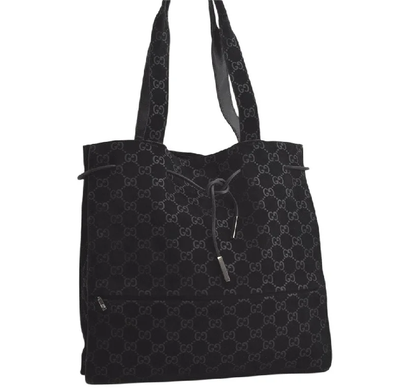 Ladies Gucci Dionysus bags with a chain - link shoulder strapAuthentic GUCCI Vintage Shoulder Tote Bag GG Suede 0021052 Black 6260K