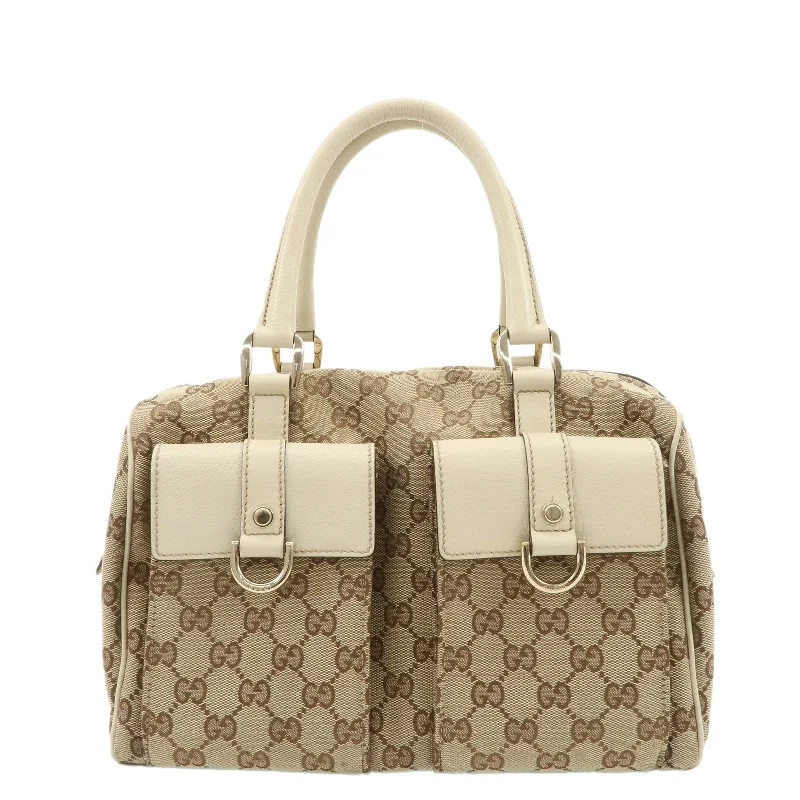 Gucci backpacks for women with a sleek silhouetteGUCCI Abbey GG Canvas Leather Mini Boston Bag Beige Ivory 153026