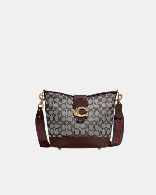 Coach crossbody bags with a printed floral pattern for a feminine touchCoach Tali Bucket Bag In Signature Jacquard Brown