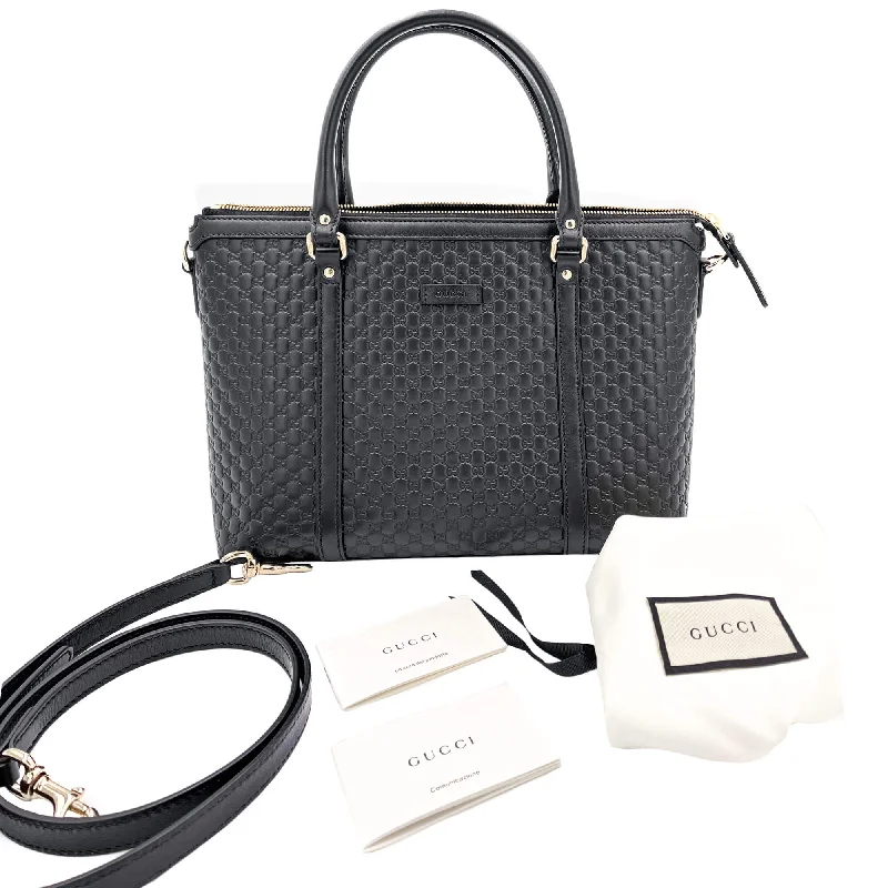 Gucci Marmont bags for women with quilted leather exteriorsMicroguccissima Tote Leather Black 2-Way