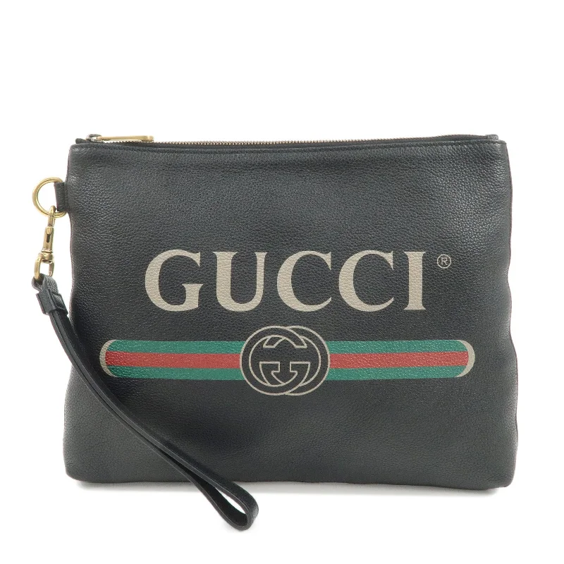 Ladies Gucci Dionysus bags with a star - shaped charmGUCCI Sherry Leather Portfolio Clutch Bag Medium Black 572770