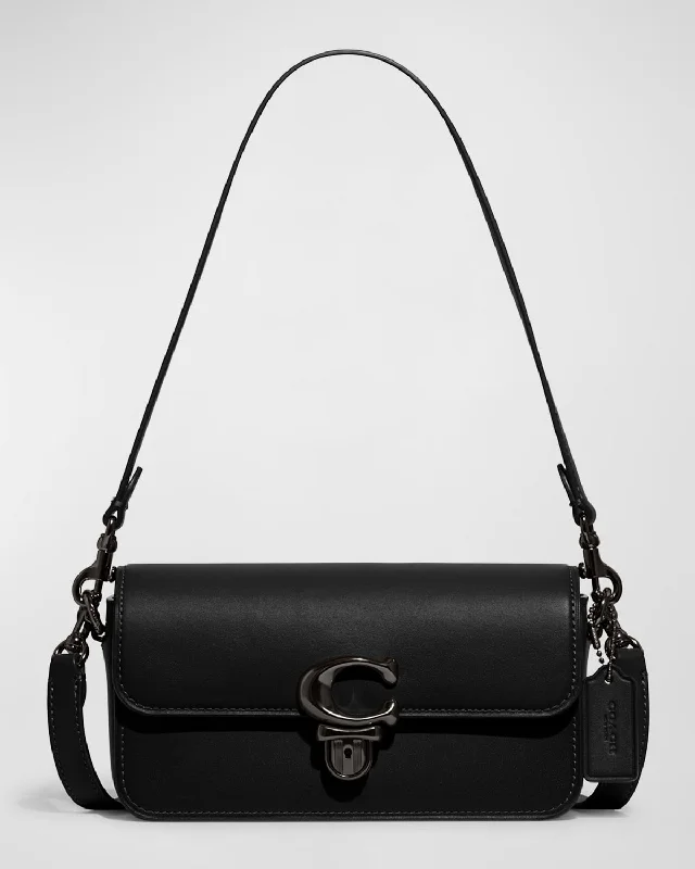 Coach bags with a chain - link trim and a leather body for a modern edgeStudio Flap Napa Leather Shoulder Bag