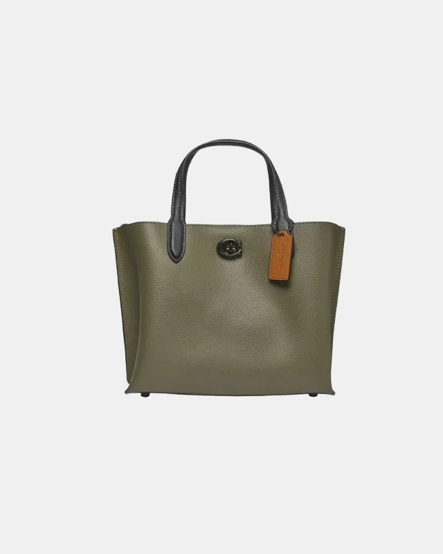 Coach bags with a patent - leather finish for a shiny and sophisticated appearanceCoach Willow Tote 24 In Colorblock