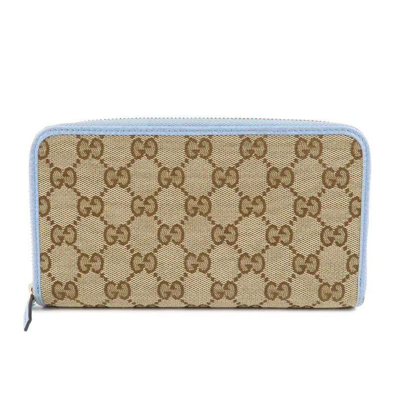 Medium - sized Women Gucci handbags for everyday useGUCCI GG Canvas Leather Round Zipper Long Wallet Beige 363423