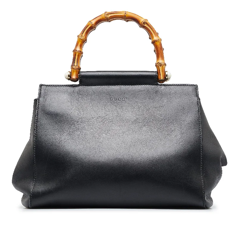 Ladies Gucci shoulder bags with a magnetic - closure flapGucci Bamboo Nymphaea Small Black