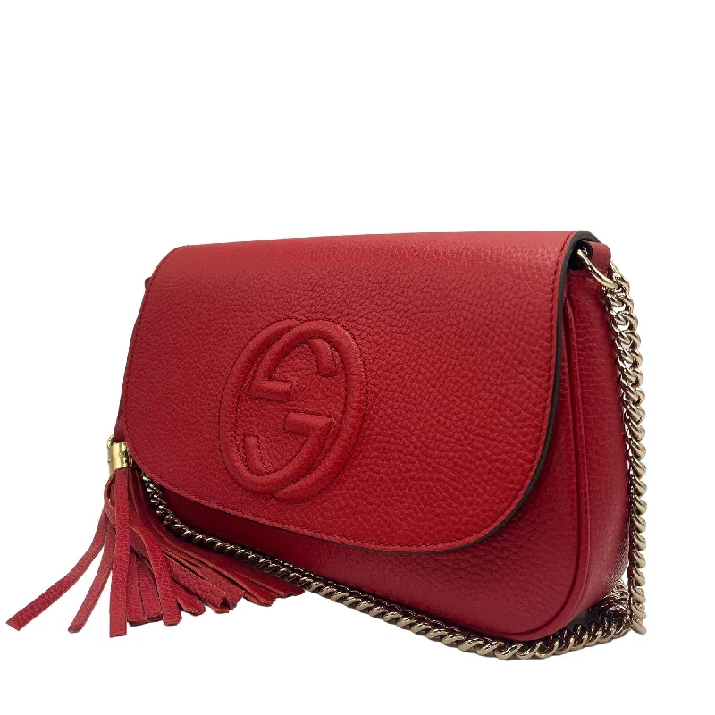 Ladies Gucci Dionysus bags with a star - shaped charmGucci GG Soho Flap Red Leather