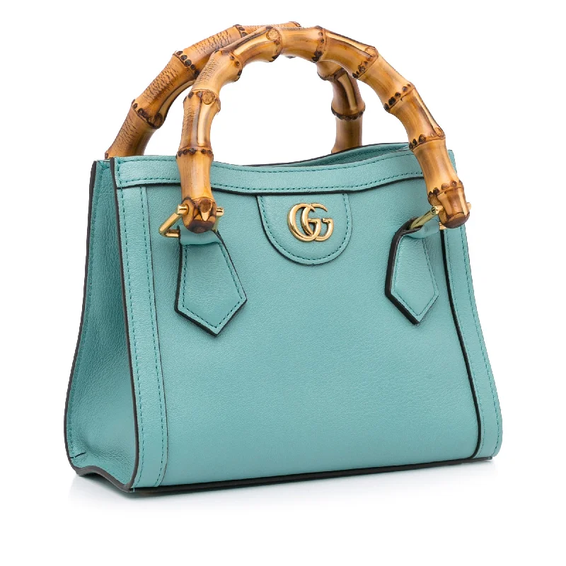 Women Gucci tote bags in GG Supreme canvas for a branded feelGucci Bamboo Diana Mini Baby Blue