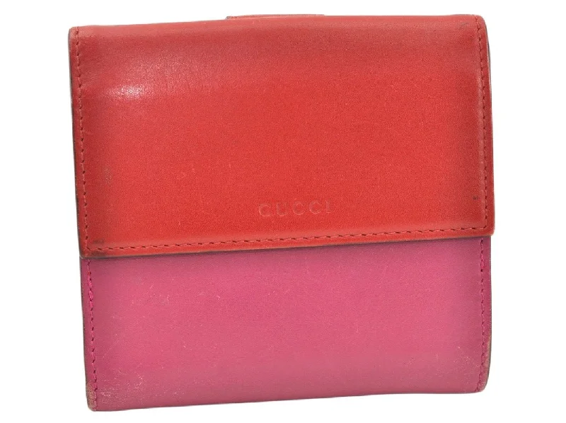 Women Gucci bags with a zip - around closure for securityAuthentic GUCCI Vintage Bifold Wallet Purse Leather 410104 Pink 6232K