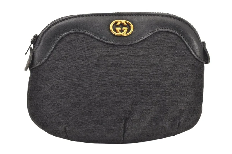 Gucci Marmont bags for women with a contrast - colored interiorAuthentic GUCCI Vintage Micro GG Canvas Leather Pouch Purse Black Junk 5900K