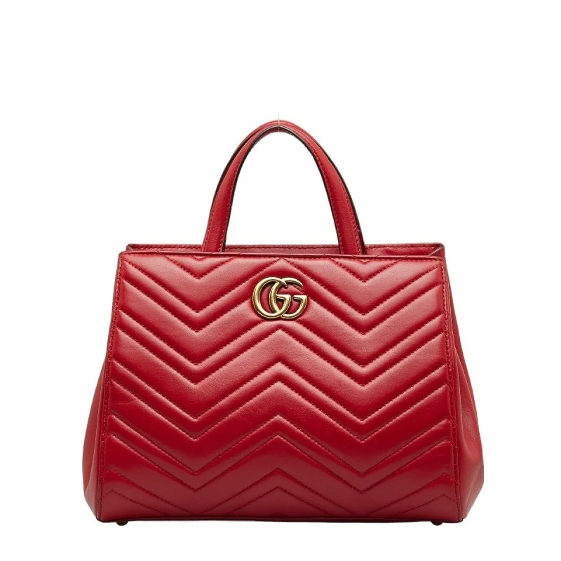 Gucci backpacks for women with a padded laptop compartmentGUCCI GG Marmont Quilted Handbag Shoulder Bag 448054 Red Leather Women's