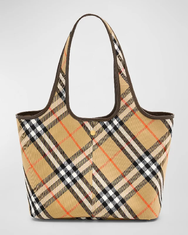 Embroidered Burberry Bags with Floral PatternsSmall East-West Check Tote Bag