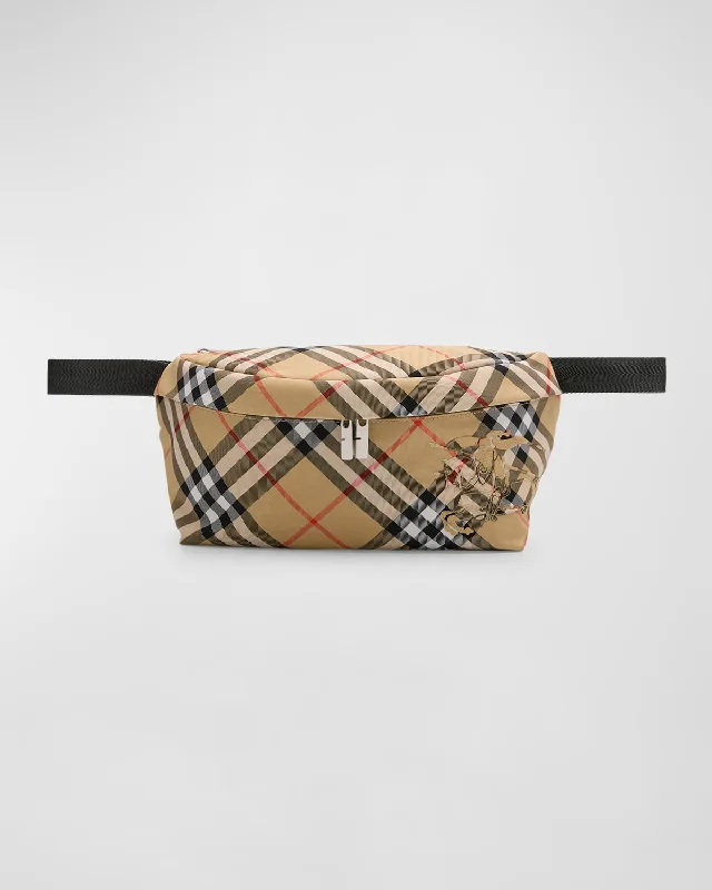 High - Quality Burberry Leather Shoulder BagsMen's Essential Check Belt Bag