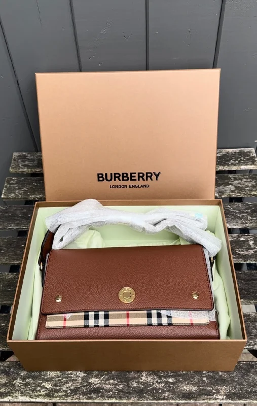 Affordable Replica - Looking Burberry BagsBURBERRY Camel Leather Classic Canvas Crossbody Bag