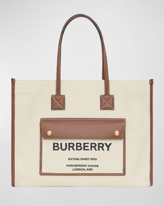 Sustainable and Ethical Burberry Bags for Conscious ConsumersSmooth Leather & Canvas Pocket East-West Tote Bag