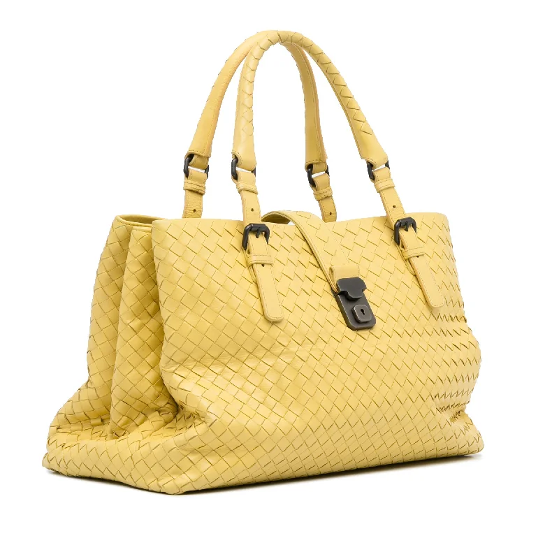 Bottega Veneta bags with mesh insertsYellow Bottega Veneta Medium Intrecciato Roma Tote Bag