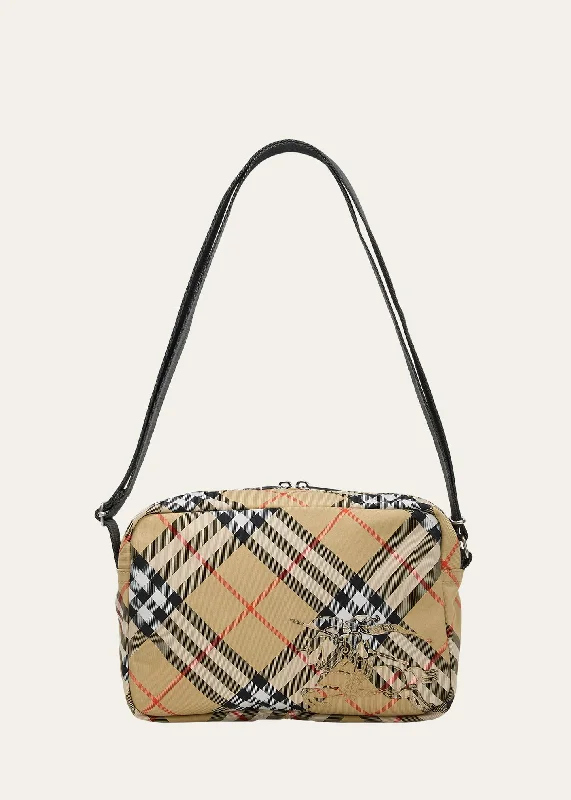 High - Quality Burberry Leather Shoulder BagsMen's Check Essential Crossbody Bag