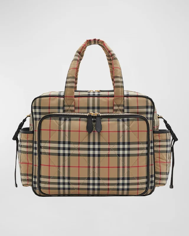 High - Quality Burberry Leather Shoulder BagsCheck-Print Diaper Bag W/ Changing Mat