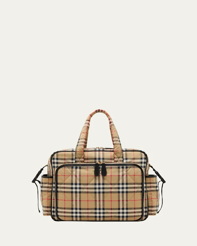 Pet - Friendly Burberry Pet Carrier BagsCheck-Print Diaper Bag W/ Changing Mat