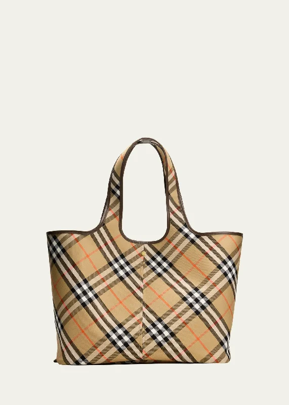 Trendy Burberry Hobo Bags for Casual WearMedium East-West Check Tote Bag