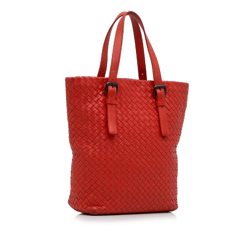 Bottega Veneta bags for knitting circlesRed Bottega Veneta Large Intrecciato Cesta Tote Bag