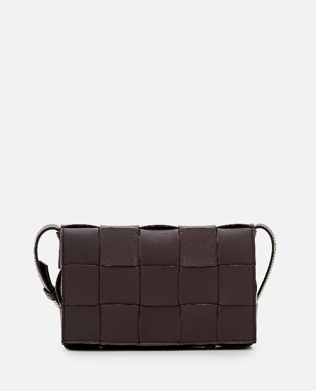 Bottega Veneta bags with herringbone patternsBottega Veneta Women Cassette Leather Shoulder Bag