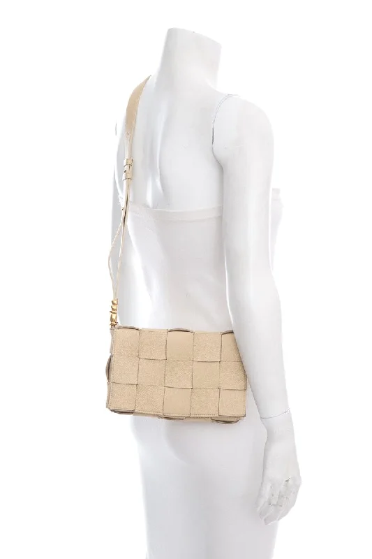 Bottega Veneta bags with velvet insertsBottega Veneta Cassette Woven Leather Beige Crossbody Bag