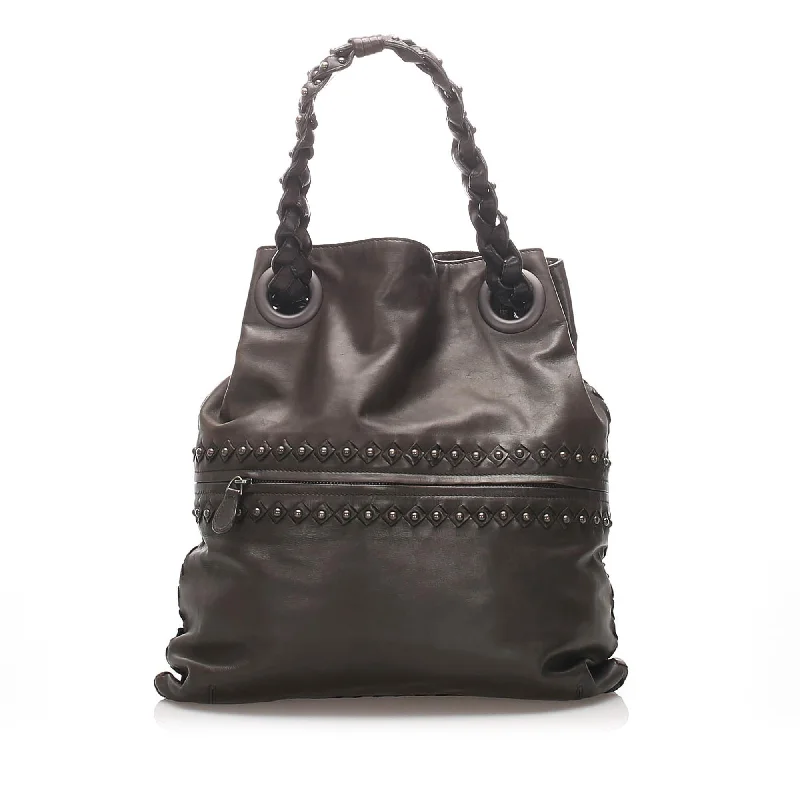 Bottega Veneta mini bags for summer outingsBottega Veneta Studded Intrecciato Leather Tote Bag (SHG-12248)