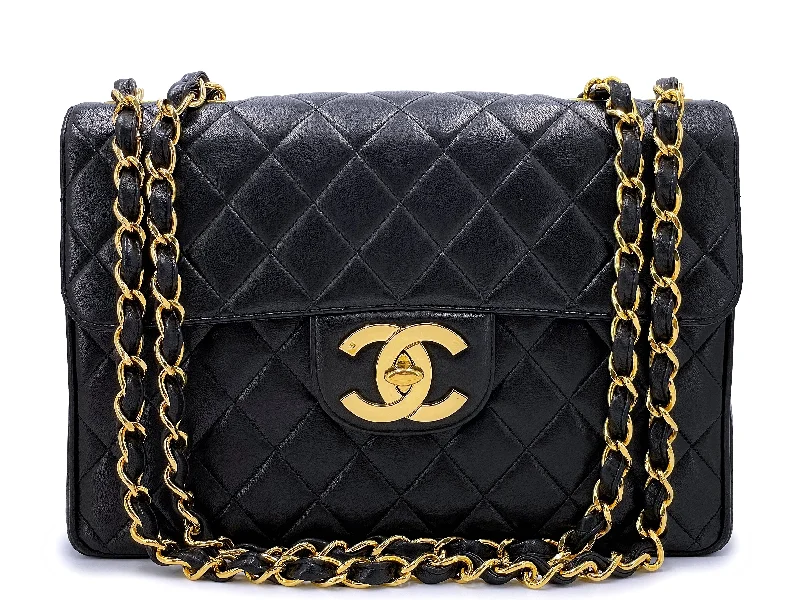 Chanel Luxury Handbag for High - End EventsChanel Vintage Jumbo Classic Flap Bag 1994 Black Lambskin 24k GHW 3QC