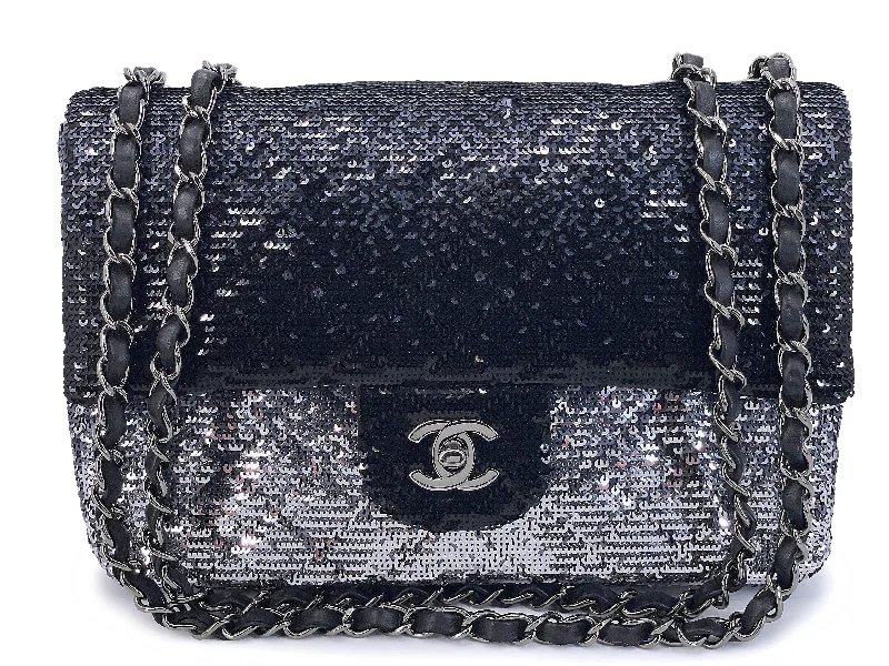 Chanel New Arrival Handbag with Gold HardwareChanel 2015 Black Silver Quilted Sequin Medium Classic Flap Bag 04R