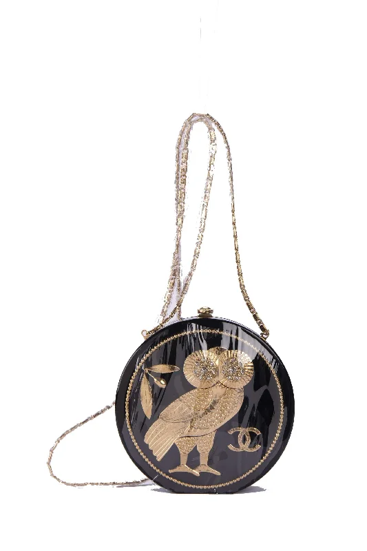 Chanel Designer Handbag with Unique DesignChanel Cruise Owl Embellished Black Box (2488xxxx) (A94658 Y83354 C0286), Gold Hardware, with Card, Dust Cover