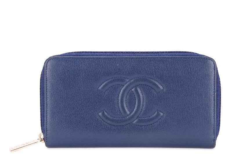 Chanel Quilted Leather Shoulder Bag for FashionistasChanel Timeless Blue Color Calf Leather Long Zippy Wallet (2282xxxx), with Card, no Dust Cover & Box