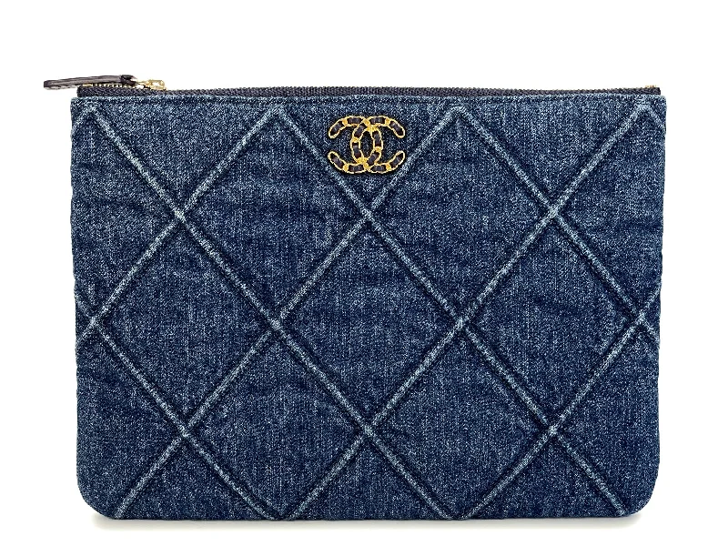 Chanel Colorful Handbag for Spring OutfitsChanel 19 Blue Denim Medium O Case Clutch Bag GHW U11