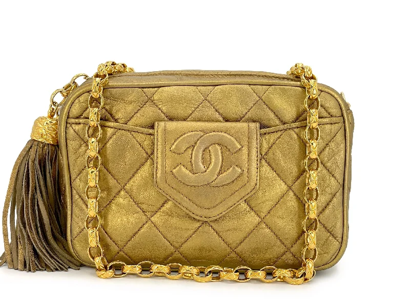 Chanel Classic Flap Bag for Evening PartyChanel 1990 Vintage Bronze Gold Mini Classic Camera Bag 24k GHW JM7