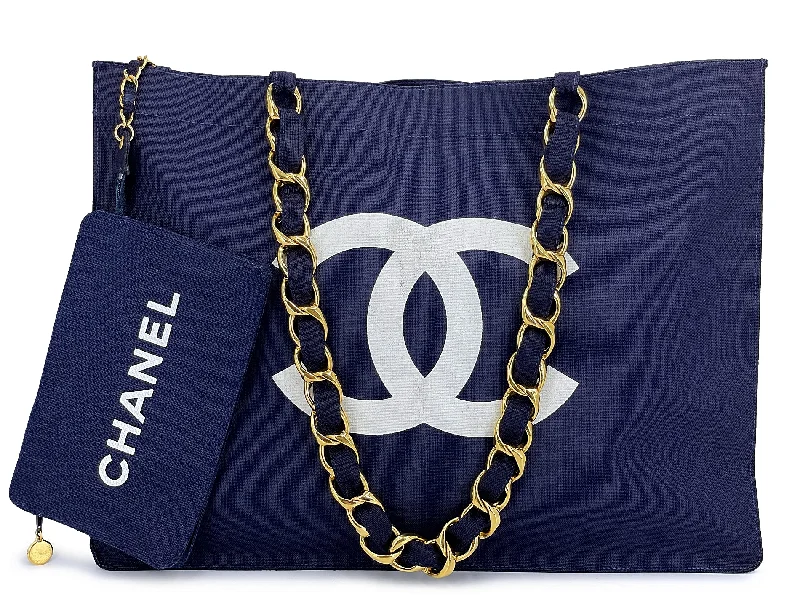 Chanel All - Match Handbag for Versatile StylingChanel 1991 Vintage Printed Canvas Chunky Chain Tote Bag 24k GHW VP1