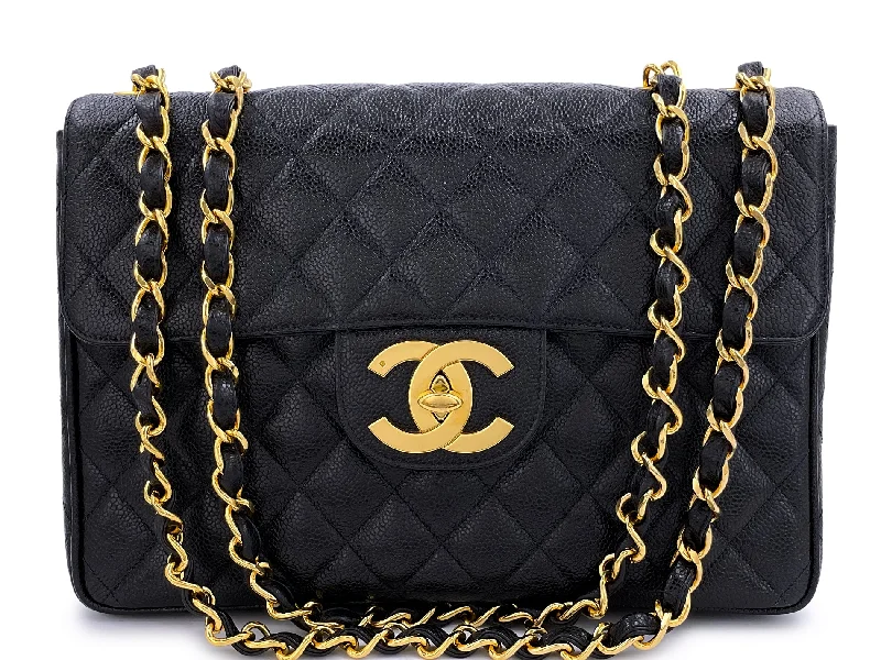 Chanel Black Handbag for Business MeetingsChanel 1994 Vintage Black Caviar Jumbo Classic Flap Bag 24k GHW THW