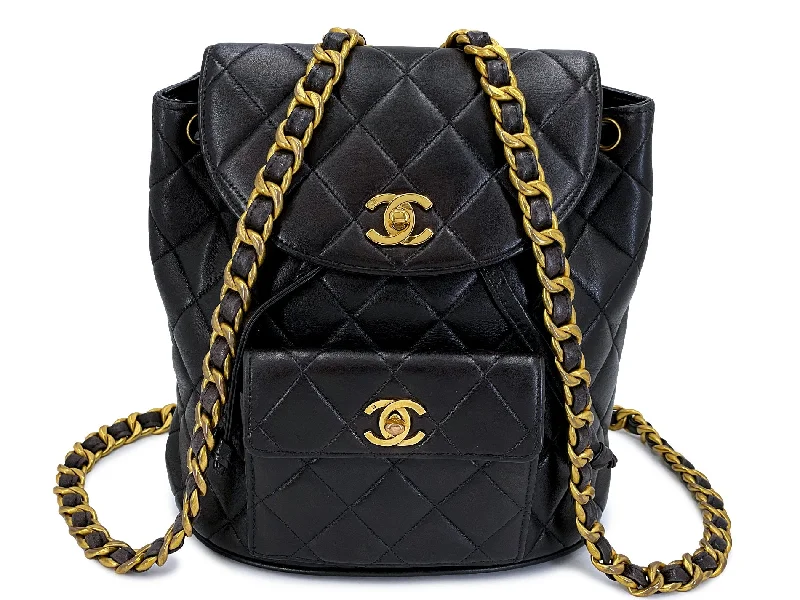 Chanel Chain Strap Handbag for Everyday UseChanel 1994 Vintage Black Lambskin Duma Backpack Bag 24k GHW CAR