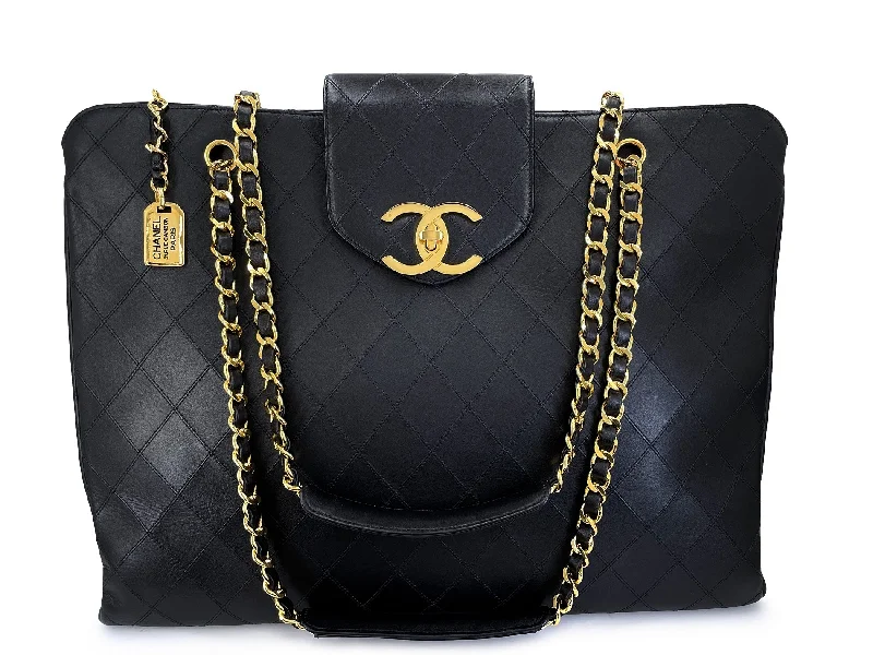 Chanel New Arrival Handbag with Gold HardwareChanel 1994 Vintage Black Quilted Supermodel XL Weekender Tote Bag 24k GHW WR2