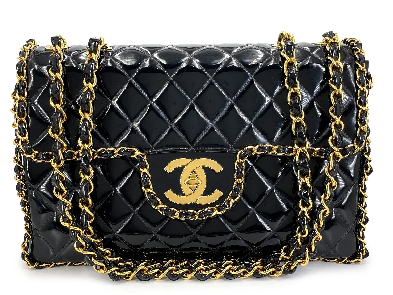 Chanel Medium Tote Bag for Office LadiesChanel 1995 "Barbie" Black Patent Chain Around Maxi Flap Bag 24k GHW