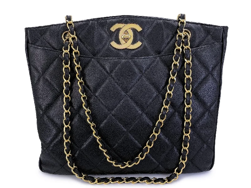 Chanel Small Crossbody Bag for TravelChanel 1995 Vintage Black Caviar Large CC Timeless Shopper Tote Bag 24k GHW K1U