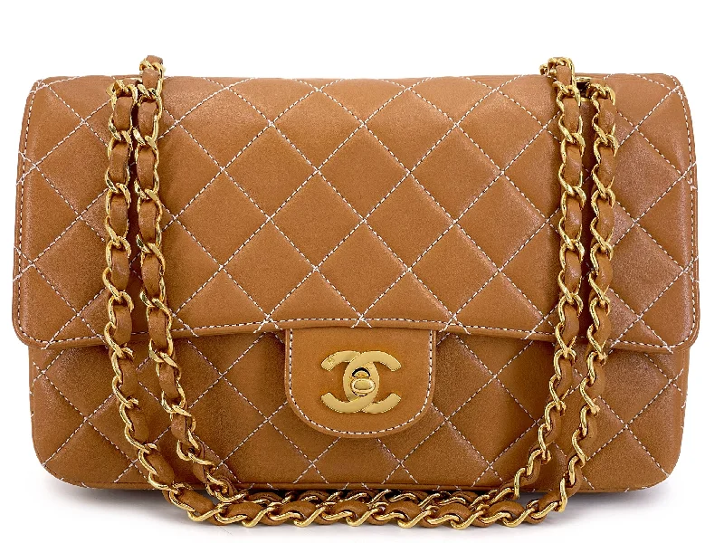 Chanel New Arrival Handbag with Gold HardwareChanel 1998 Vintage Beige Contrast Stitch Medium Classic Flap Bag 24k GHW XOC