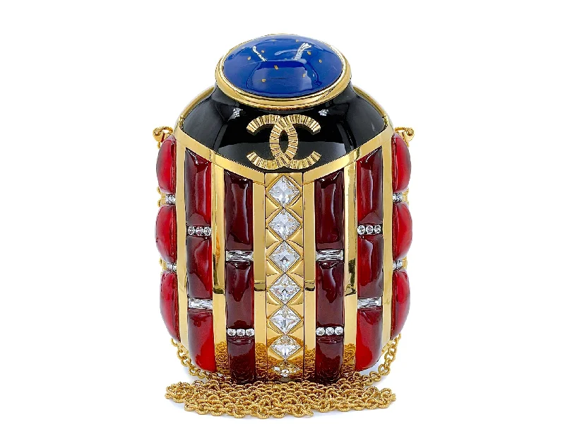 Chanel Luxury Handbag for High - End EventsChanel 19A Egypt Paris-New York Scarab Minaudière Evening Clutch Bag 3XY