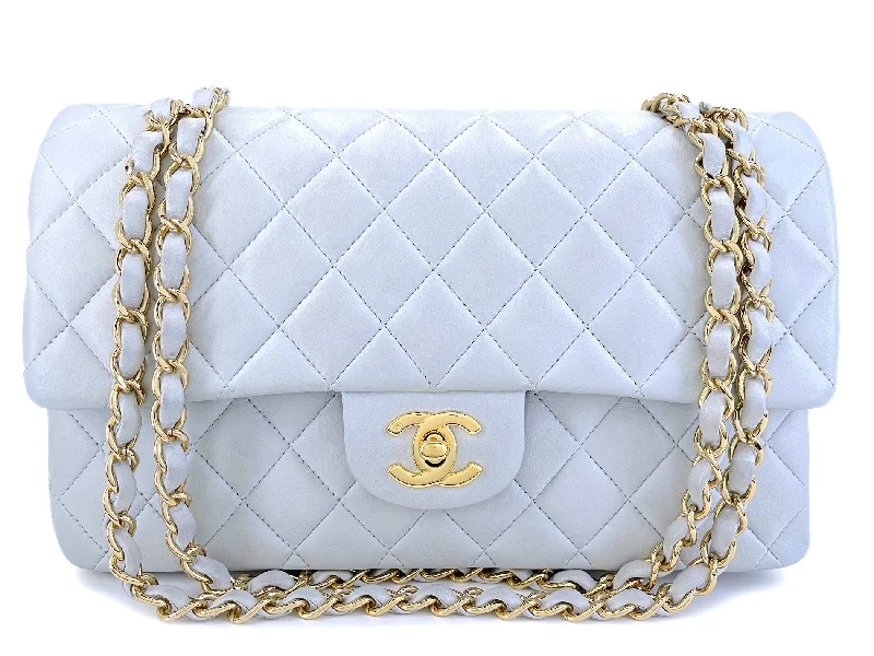 Chanel Lightweight Handbag for Daily ErrandsChanel 2002 Vintage Pale Blue Medium Classic Double Flap Bag 24k GHW Lambskin HSO