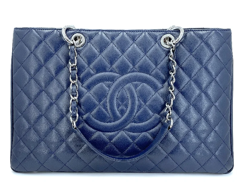 Chanel Limited Edition Handbag for CollectorsChanel 2011 Navy Blue Caviar XL GST Grand Shopper Tote Bag SHW 29Z