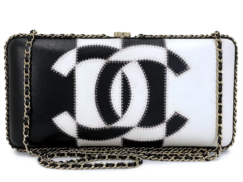 Chanel Handbag with Adjustable Strap for ComfortChanel 2017 Black White Logo Clutch on Chain Bag GHW  TUK