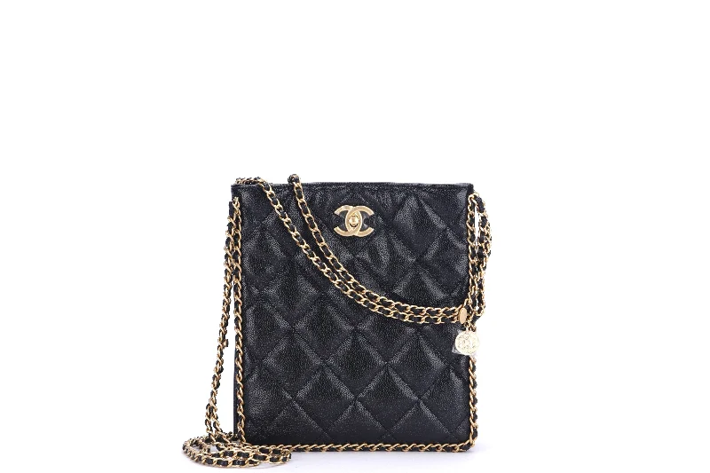 Chanel Vintage Inspired Handbag for Retro LoversCHANEL AS3470 BLACK CAVIAR SLING BAG (CHG7xxxx) GHW, WITH DUST COVER AND BOX