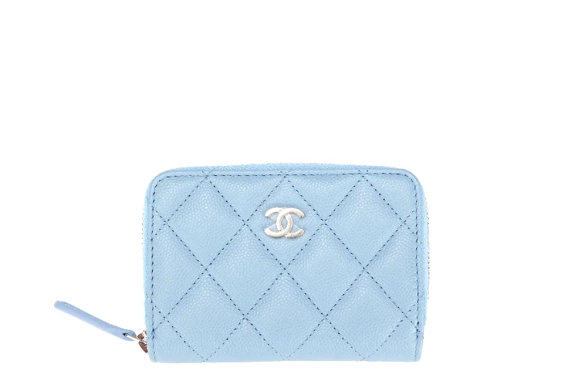 Chanel Black Handbag for Business MeetingsCHANEL BABY BLUE CAVIAR ZIPPY CARD HOLDER (3199XXXX) LIGHT GOLD HARDWARE, WITH CARD, DUST COVER & BOX